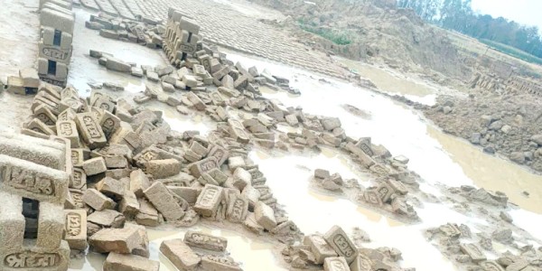 रौतहटमा बेमौसमी वर्षाले काँचो इँटा नष्ट
