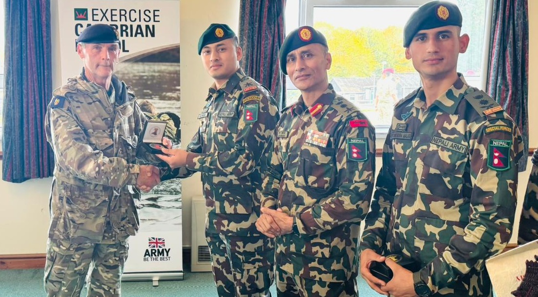‘एक्सरसाइज क्याम्ब्रियन पट्रोल’मा नेपाली सेनालाई स्वर्ण पदक