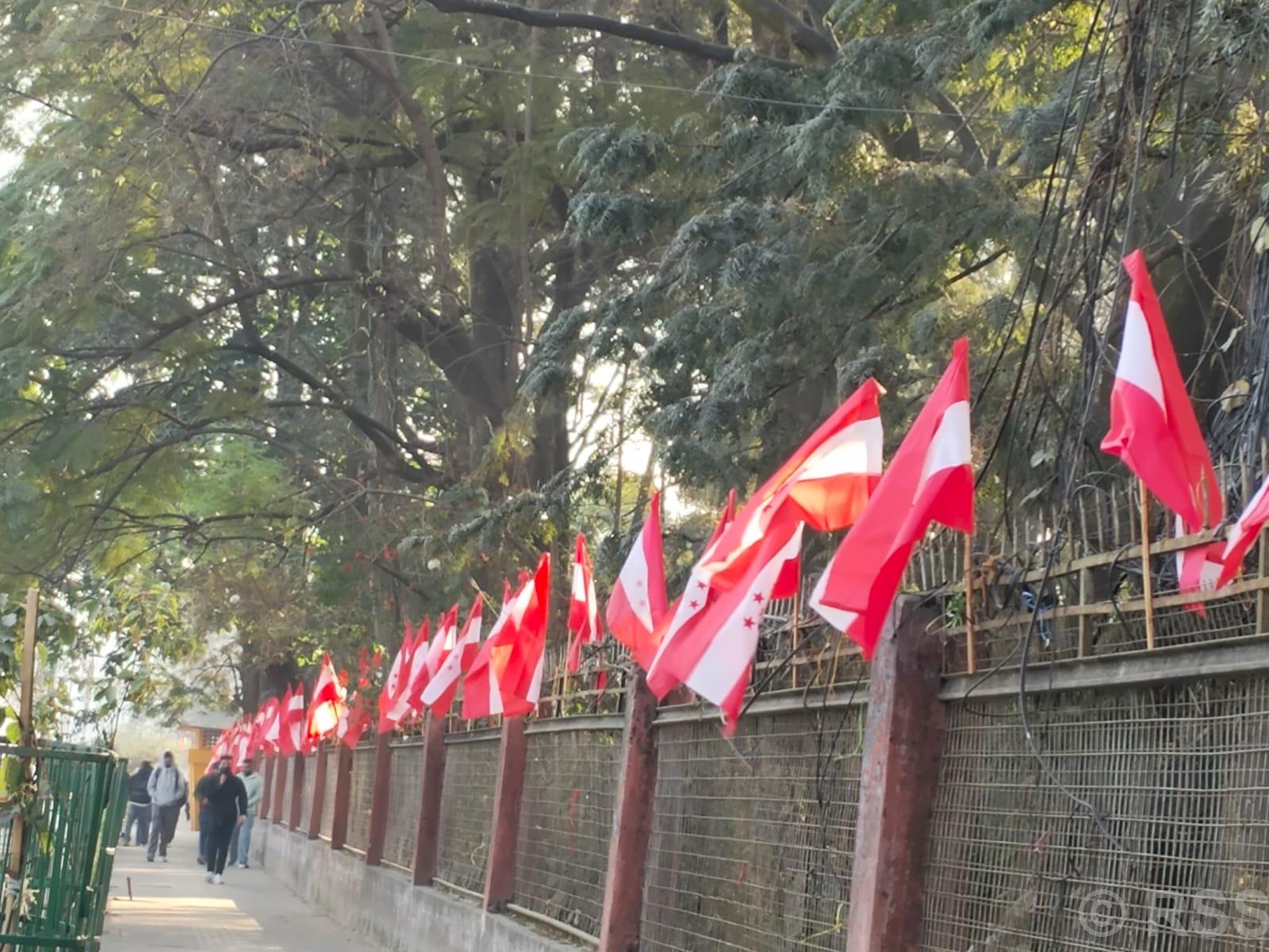 कांग्रेसका झण्डाले सिँगारिए काठमाडौँका सडक